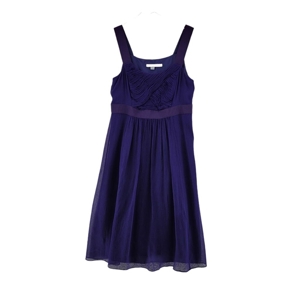 Boden‎ Silk Midi Dress Womens 10 Royal Blue Purple Crepe Empire Waist Sleeveless